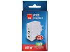 adattatore di ricarica rapida USB 2x USB-C PD 2x USB-A 65W bianco
