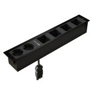 CUBOBOX bloc multiprise noir L 6 fois 2x Schuko 4x module vide