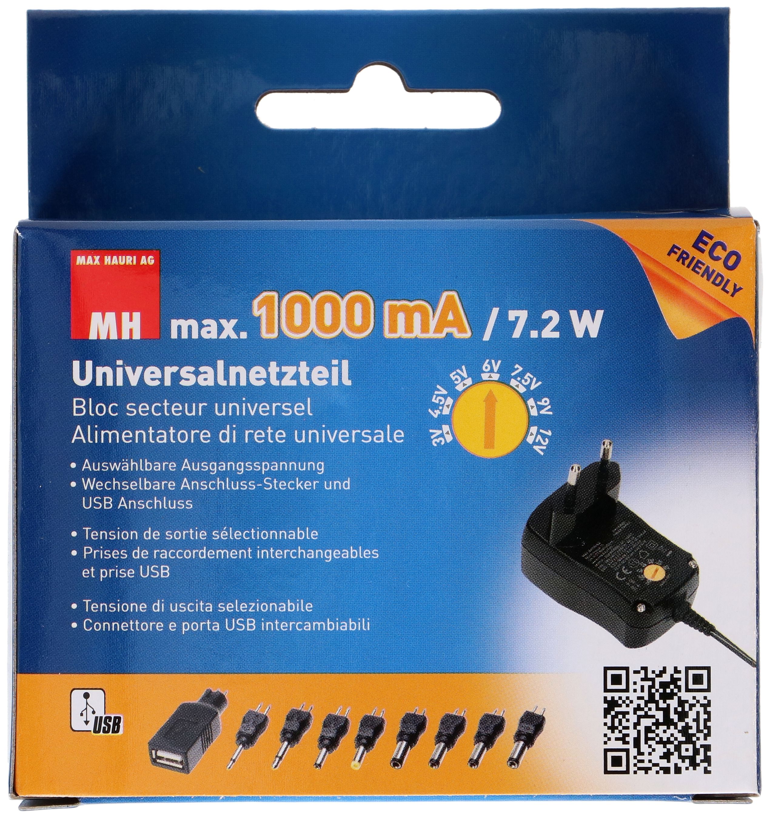 Alimentatore di rete universale 1000mA