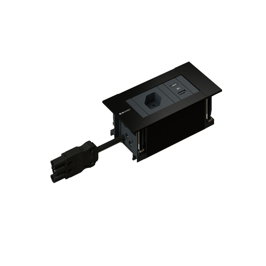 INTRO2.0 bloc multiprise noir 1x type 13 1x USB-A/C