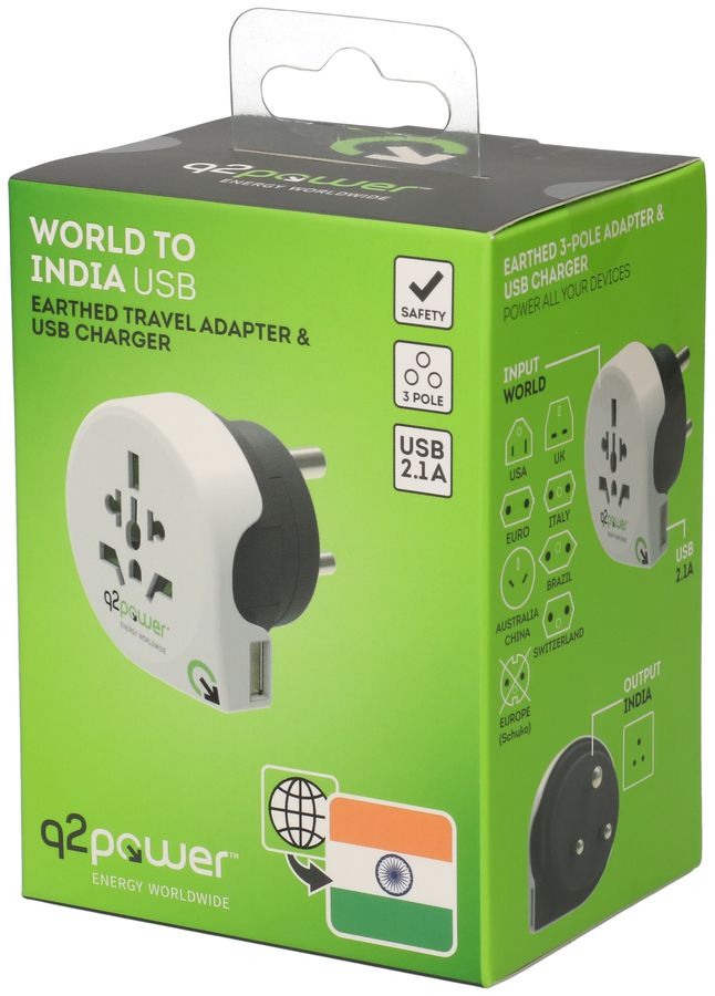 Adattatore mondo Q2 Power Welt Adapter India - USB