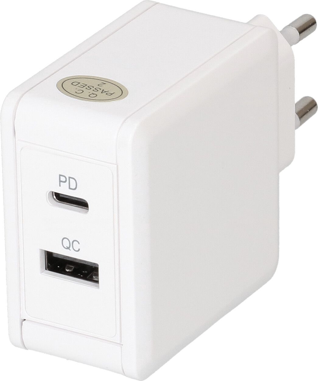 adattatore di ricarica rapida USB 1x USB-C PD 1x USB-A 30W bianco