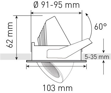 LED-Einbauspot TURN weiss 3000K 960lm 50°