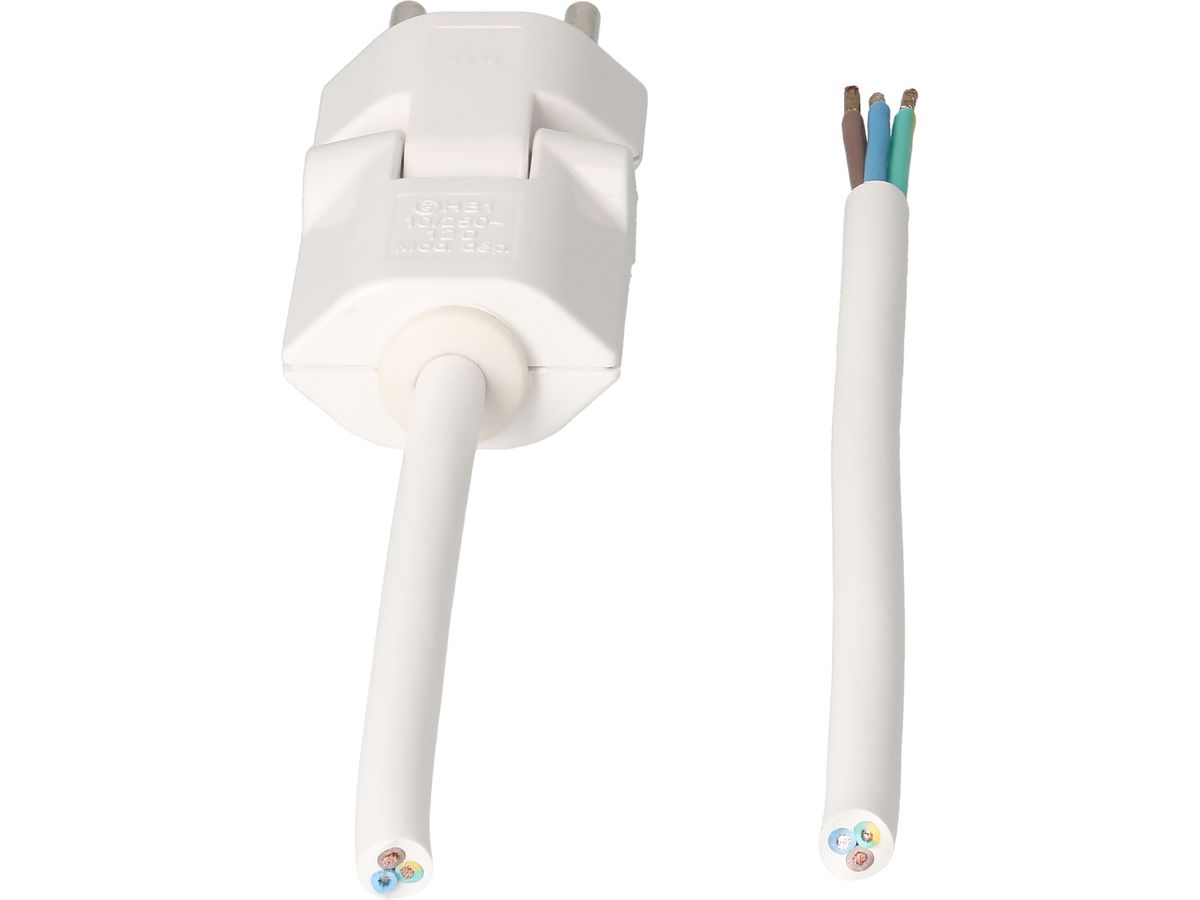 TD câble secteur H05VV-F3G1.0 5m blanc clip-clap type 12