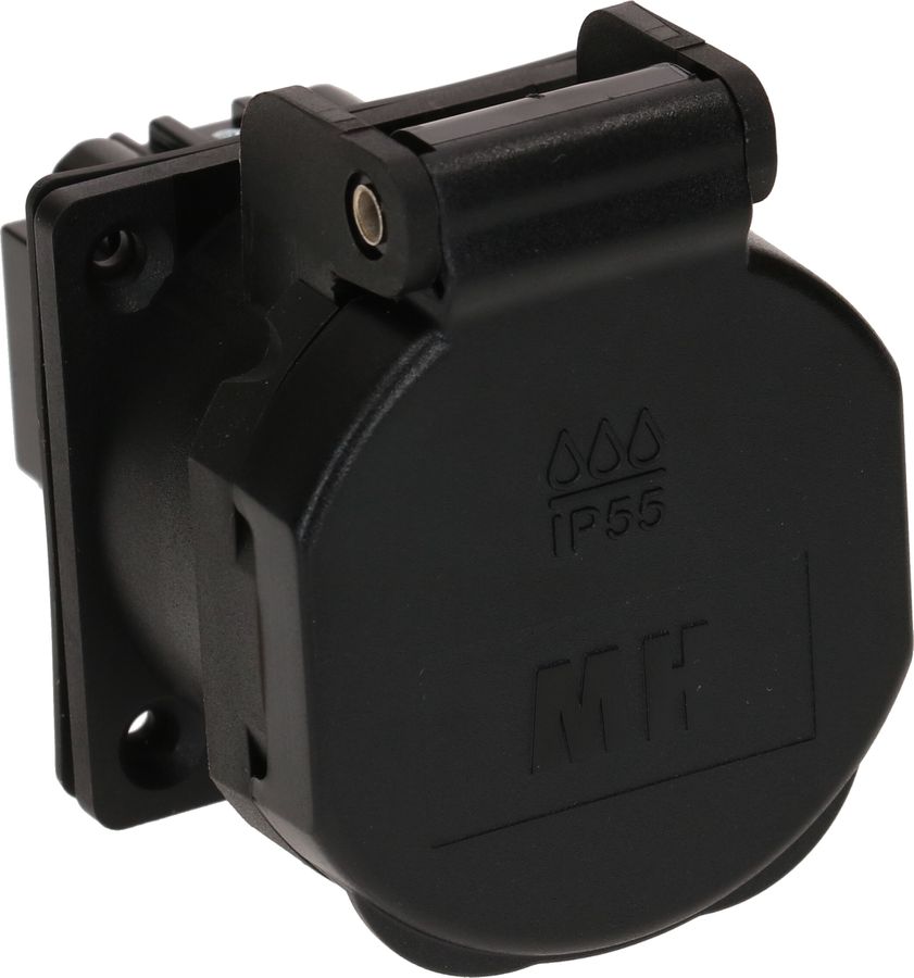 Einbausteckdose 1x Typ 23 L+N+PE Max Hauri IP55 schwarz/schwarz