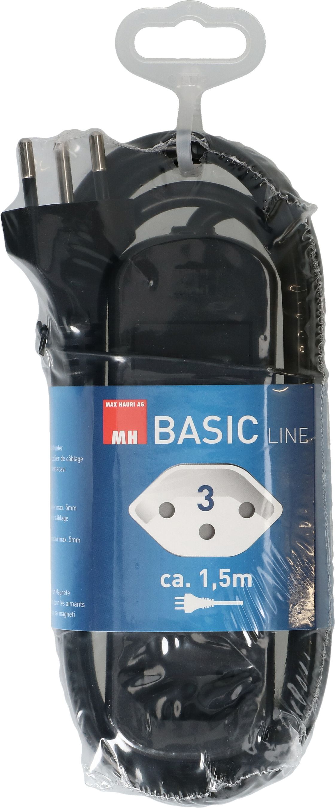 multipresa Basic Line 3x tipo 13 nero 1.5m
