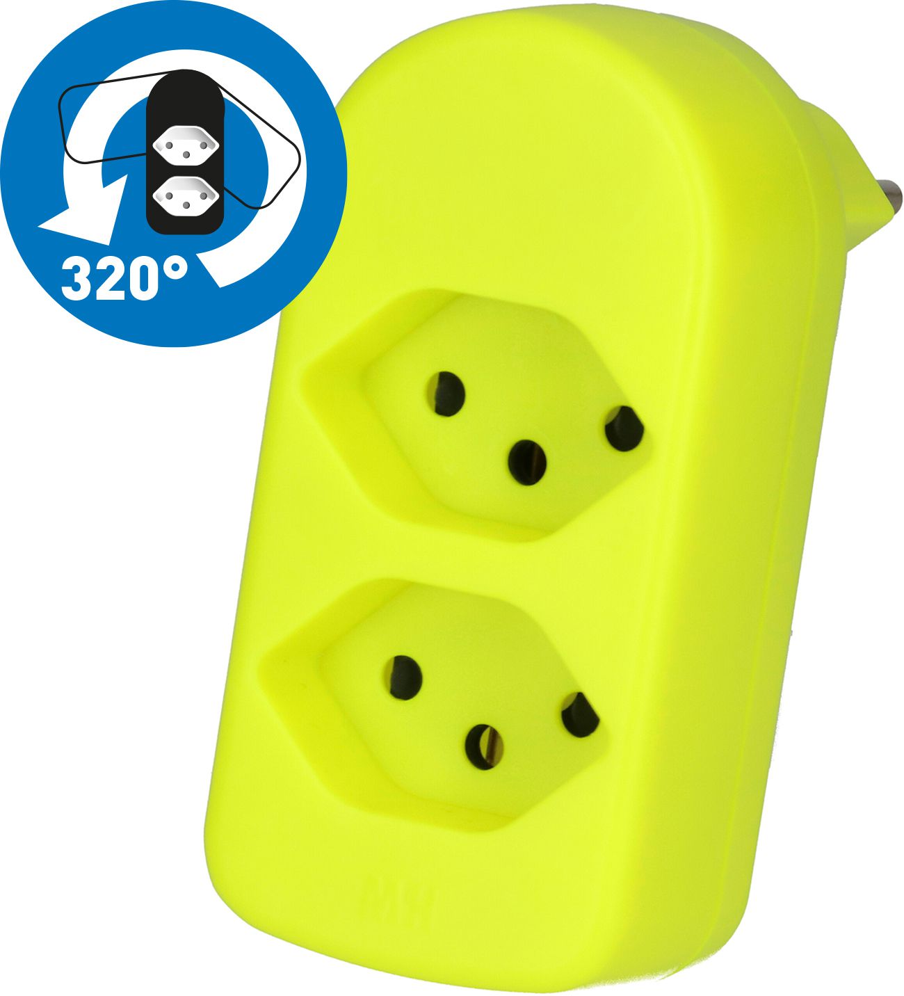 Abzweigstecker ADAPT 2x Typ 13 fl-gelb drehbar BS