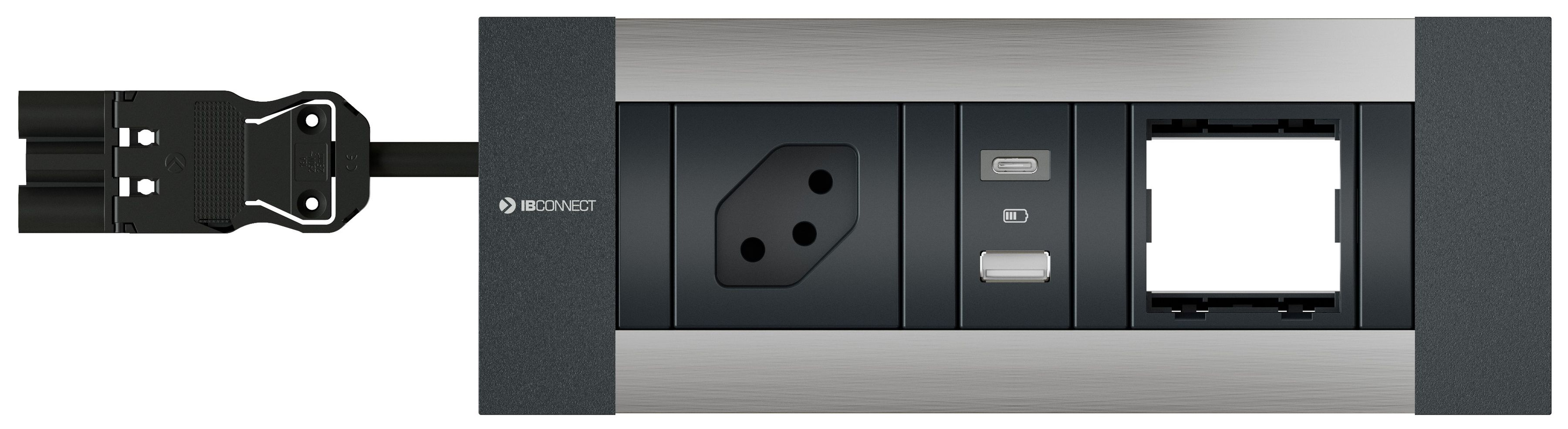 INTRO2.0 Steckdoseneinheit eloxiert 1x Typ 13 1x USB-A/C 1x Leer