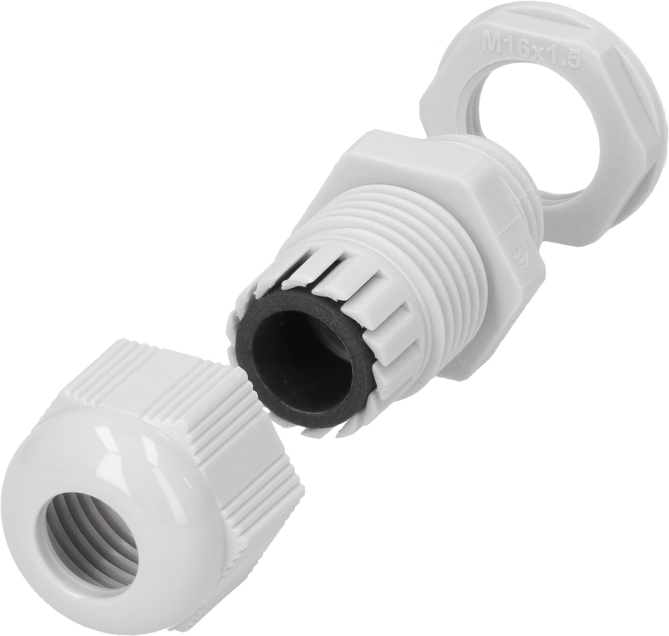 Kabelverschraubung M16 mit Gegenmutter grau IP68 / 6 Stück