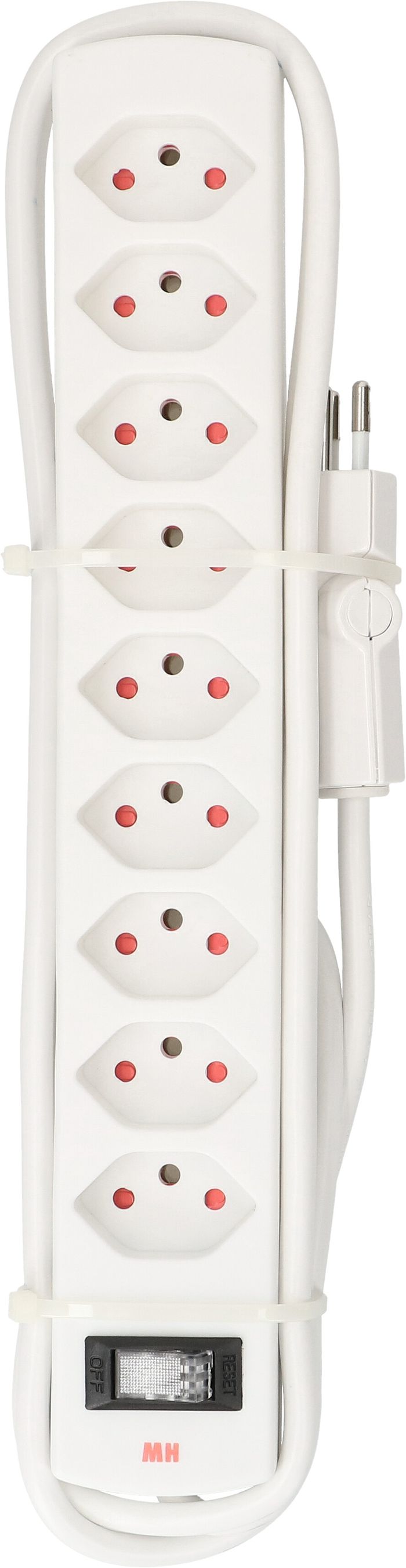 multiprise Safety Line 9x type 13 BS blanc interrupteur 2m cli.