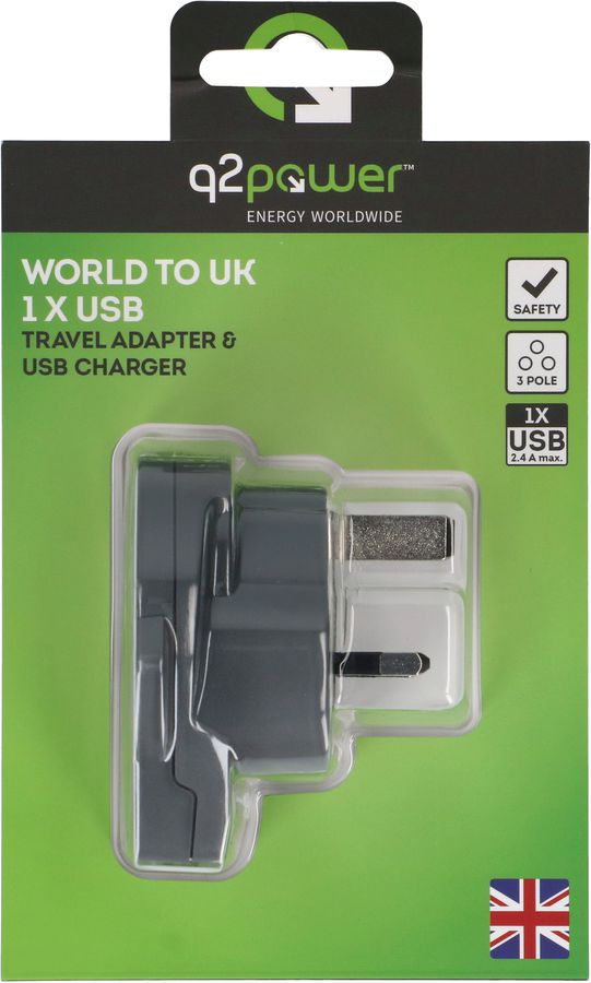 Q2 Power adattatore montiale UK - USB