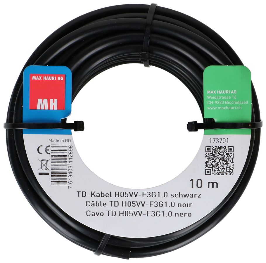 TD-Kabel H05VV-F3G1.0 10m schwarz