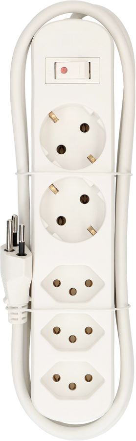 set di 5 multip. Basic Line 3x tipo 13 / 2x Schuko bi inter. 1.5m