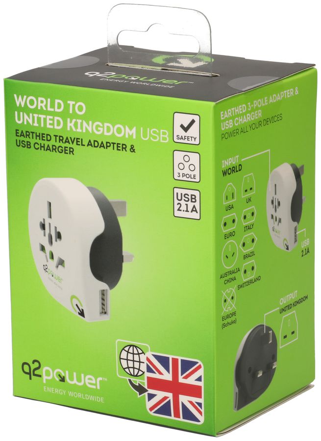 Adattatore mondo Q2 Power Welt Adapter UK - USB
