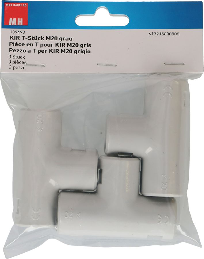 raccord T TIT M20 en 2 parties gris / 3 pièces
