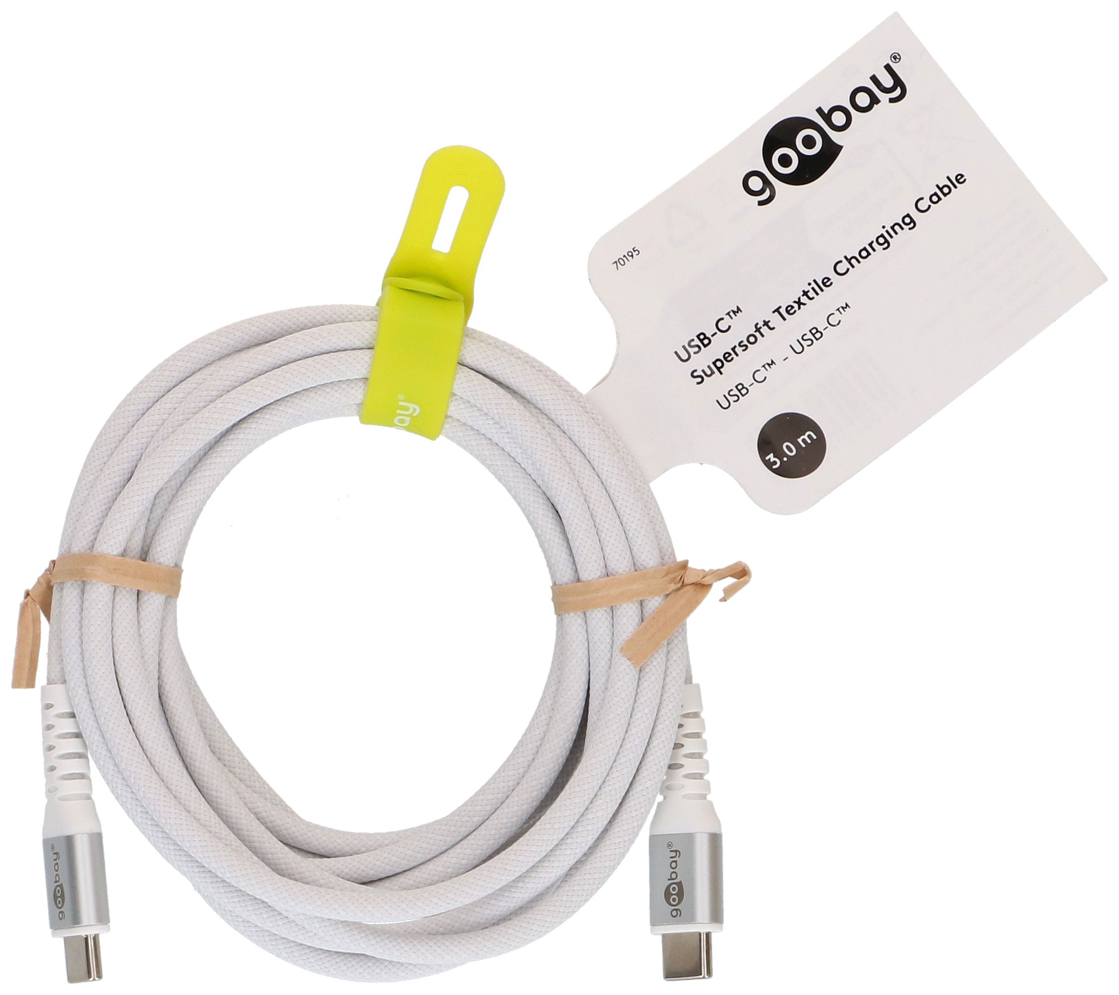 cavo di ricarica USB-C tessuto supersoft 3m bianco