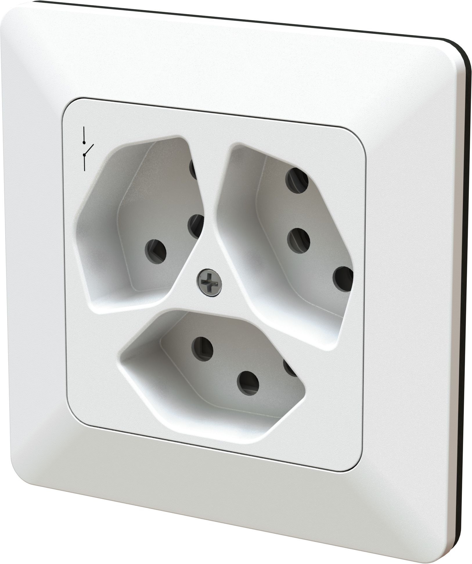 Flush-type wall socket 3x type 13 switched white
