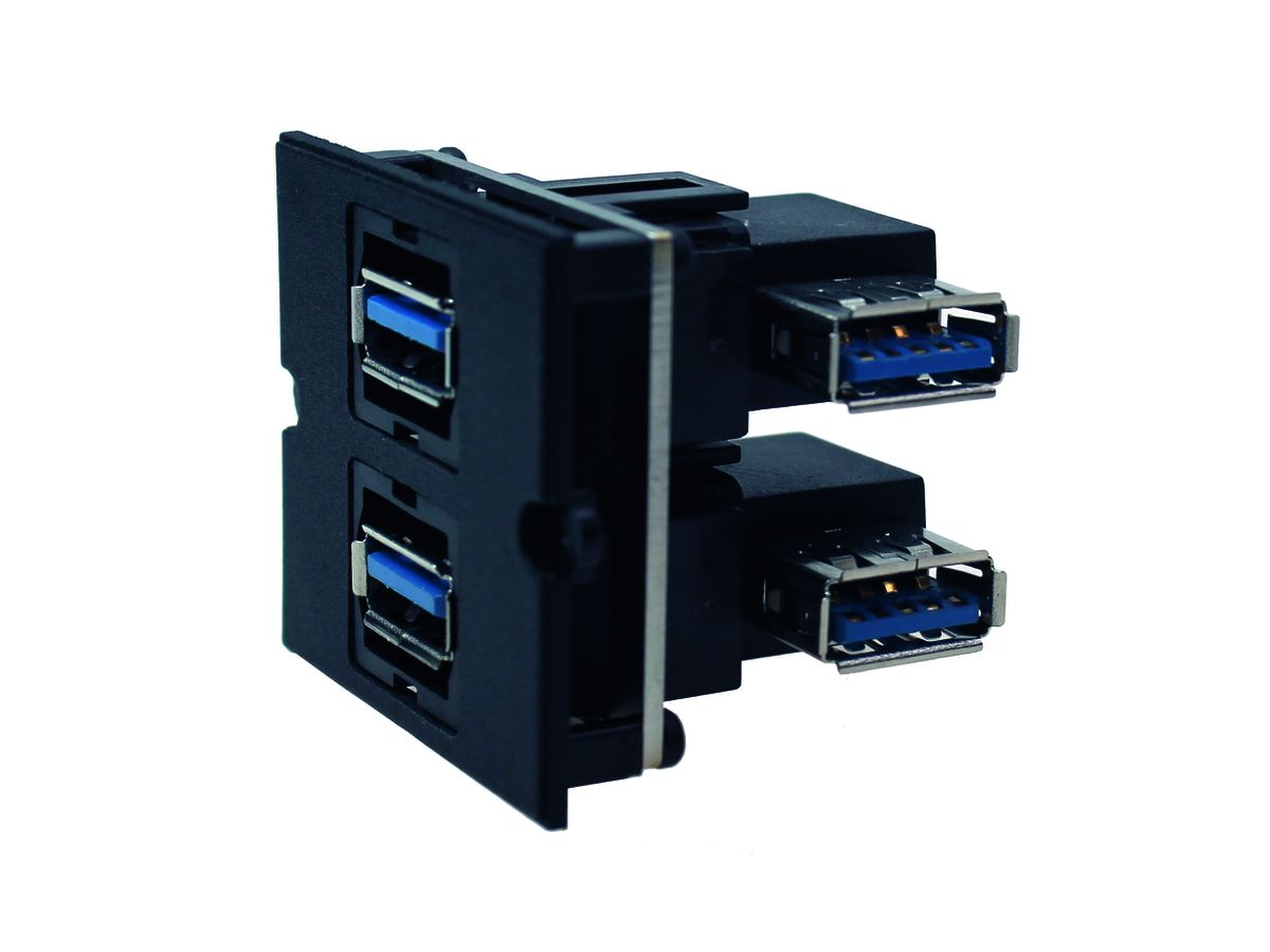 Einsatz 1x USB 2.0 90° Buchse/Buchse Keystone schwarz