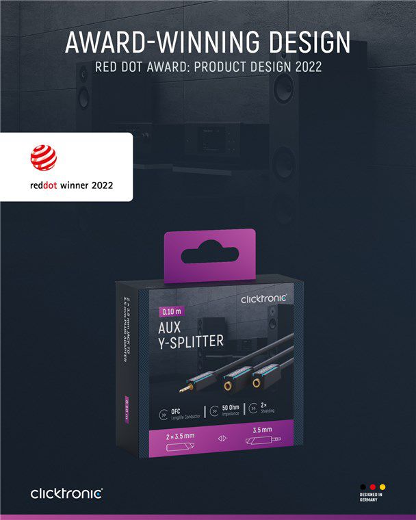 Audio-Y-Adapter-Kabel Klinkenstecker/-buchse 0.1m schwarz