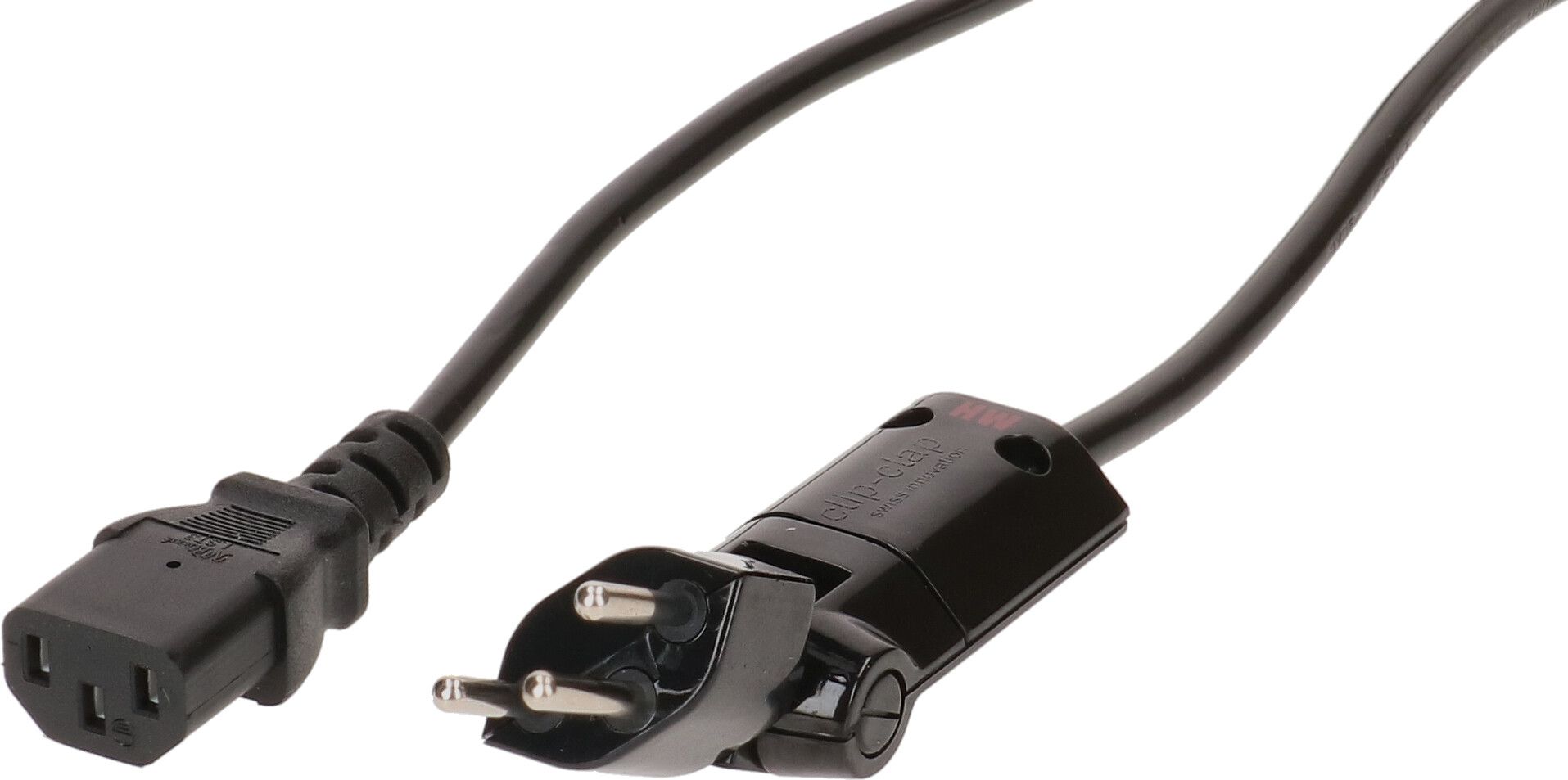 TD-Apparatekabel H05VV-F3G0.75 2m schwarz Typ 12 clip-clap/C13