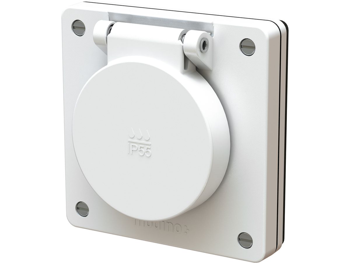 Flush-type wall socket 1x type 25 exo white IP55
