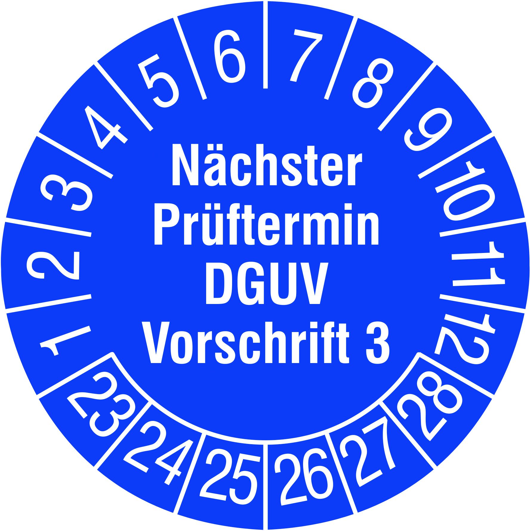 Prüfplakette Nächster Prüftermin DGUV V3 2023 blau