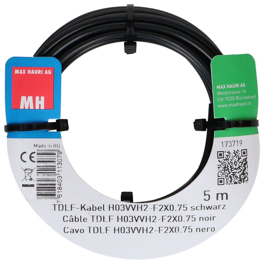 câble TDLF H03VVH2-F2X0.75 5m noir