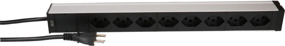 PDU 19" 8x type 23 90° black 1HE, reconnectable cable
