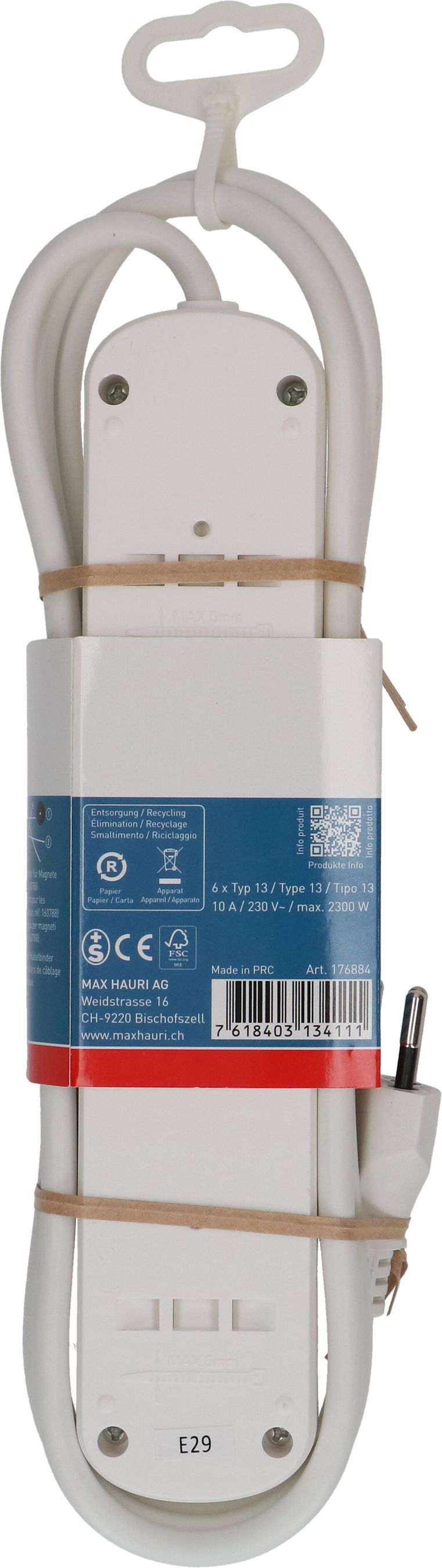 Steckdosenleiste Basic Line 6x Typ 13 ws Schalter 1.5m Green+Fair