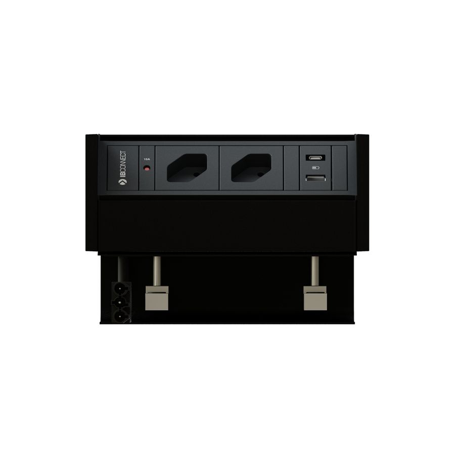 PRISMA Steckdoseneinheit schwarz 2x Typ 13 1x USB-A/C