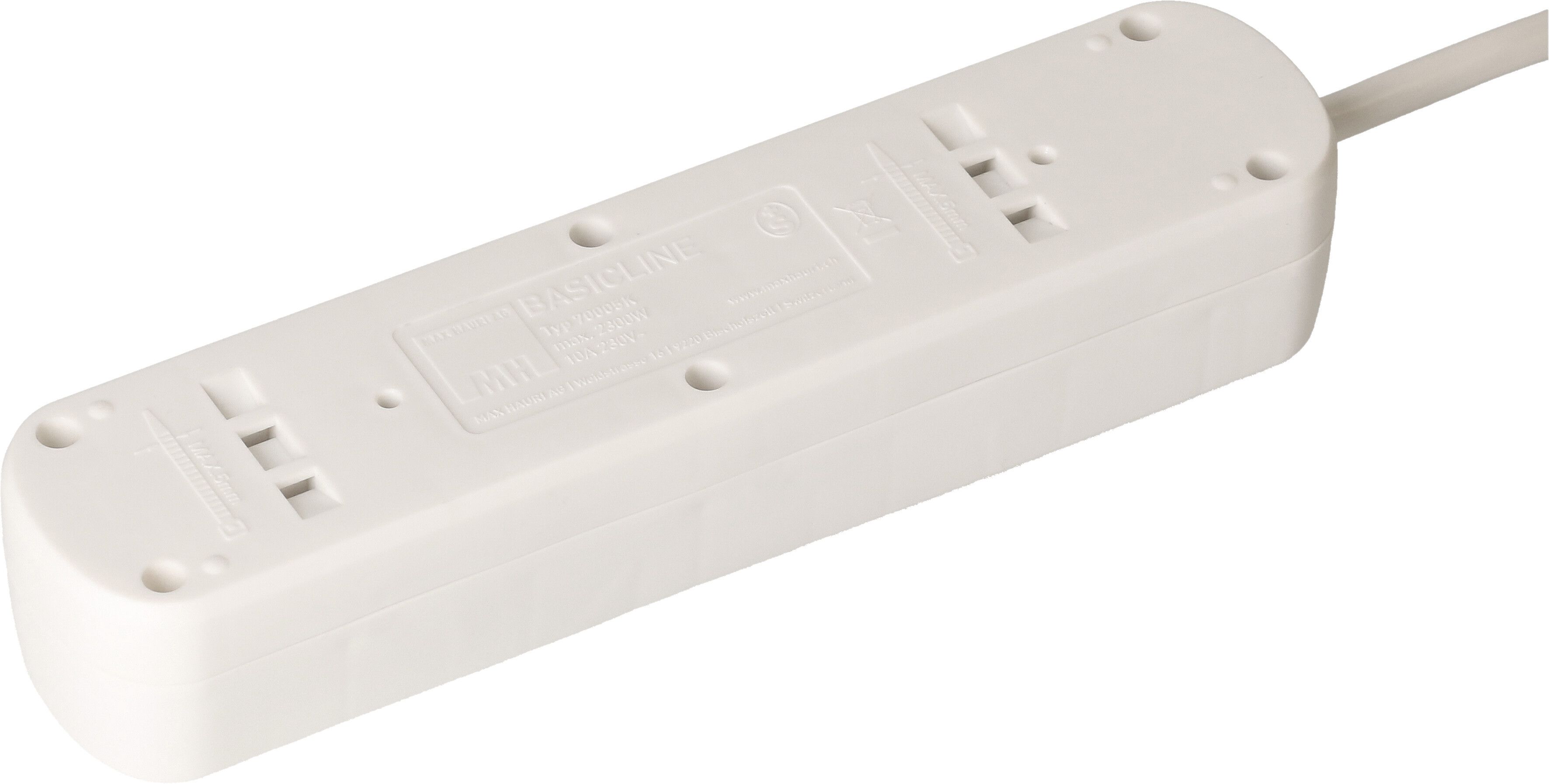 multiprise Basic Line 5x type 13 BS blanc interrupteur 1.5m