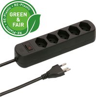 multiprise Basic Line 5x type 13 nr interrupteur 1.5m Green+Fair
