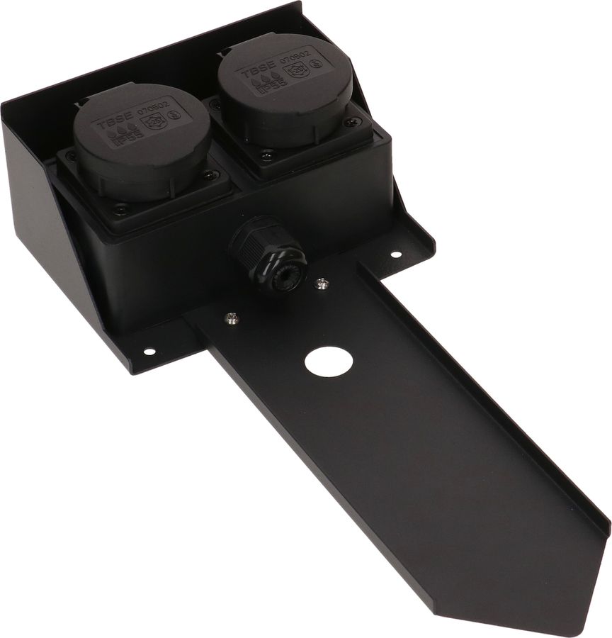 prises de jardin 2x type 13 IP55 avec pique amovible noir