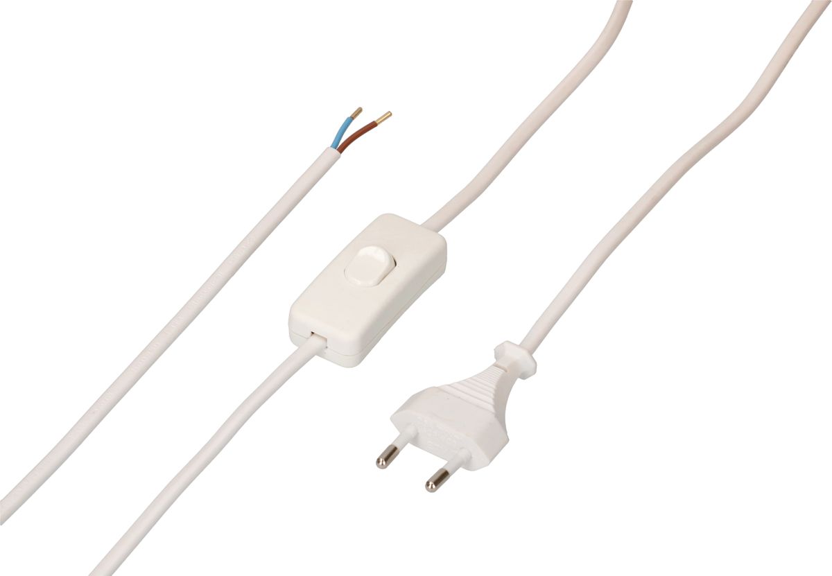 TDLF câble secteur H03VVH2-F2X0.75 2m blanc interrupteur type 26