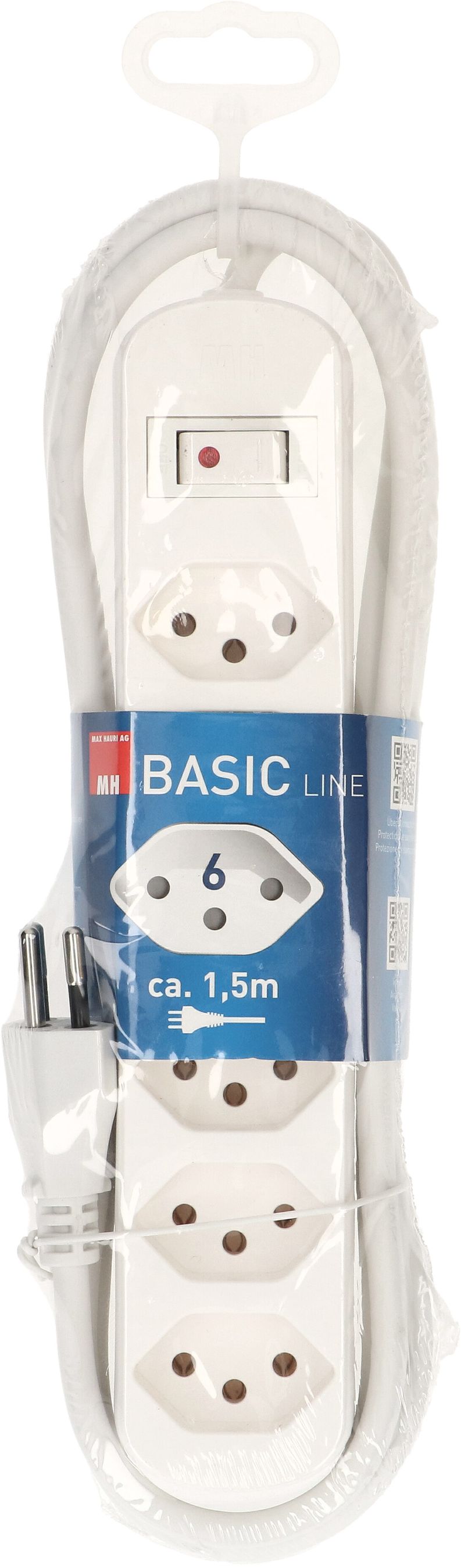 multiprise Basic Line 6x type 13 blanc interrupteur 1.5m