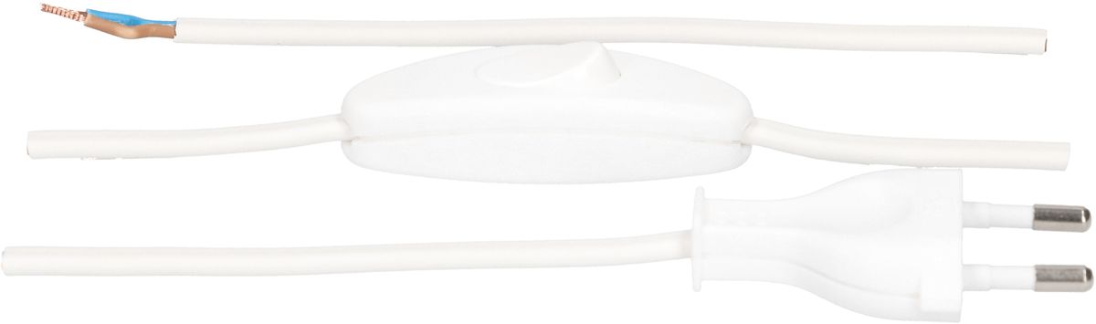 TDLF-Netzkabel H03VVH2-F2X0.75 2m weiss Schalter T26