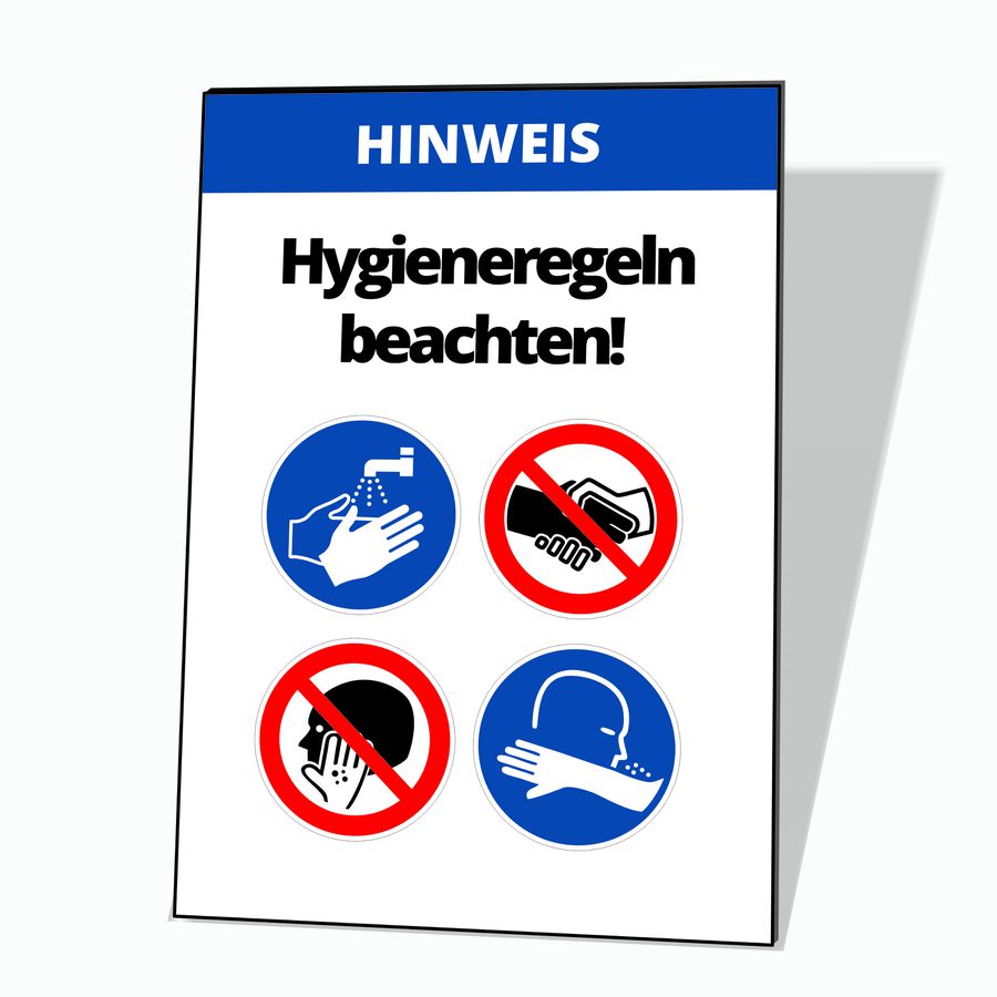 Warntafel -Hygieneregeln beachten