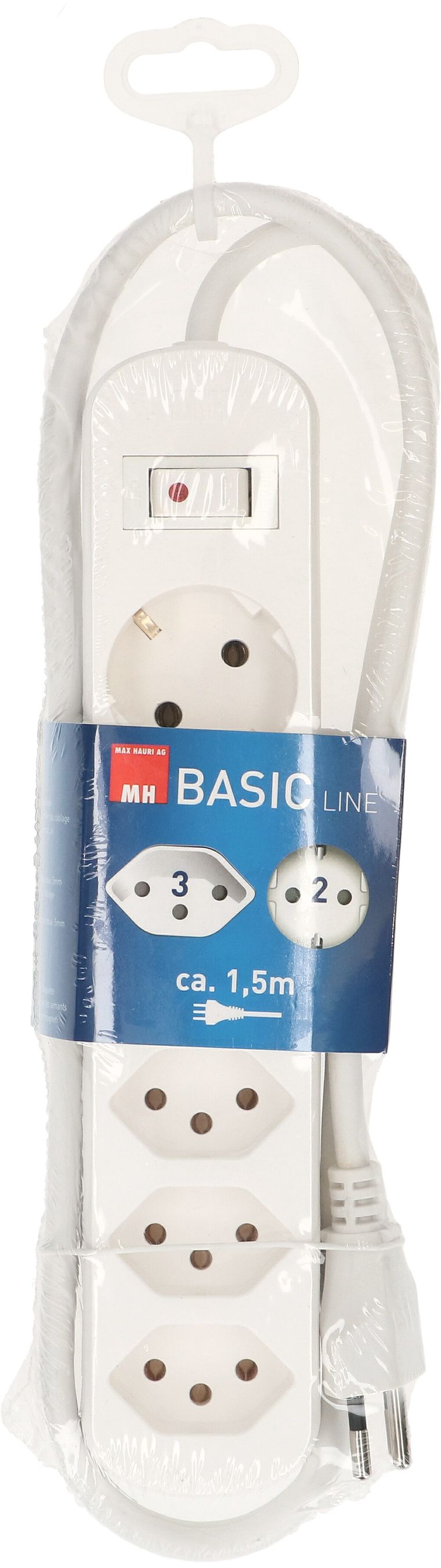 set di 5 multip. Basic Line 3x tipo 13 / 2x Schuko bi inter. 1.5m