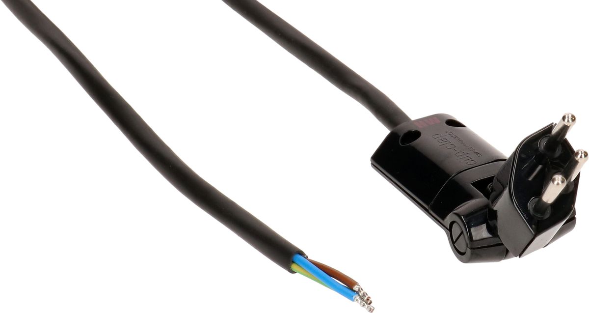 Câble secteur 3G1.0 5m noir blindé avec type 12 clip-clap
