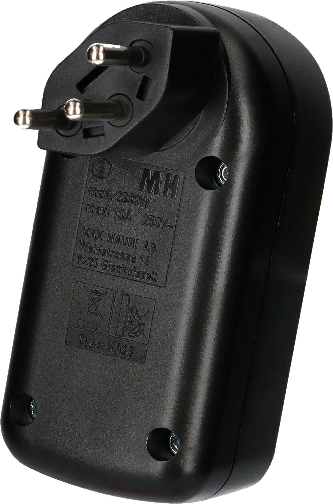 Abzweigstecker maxADAPTturn 2x Typ 13 schwarz drehbar Schalter