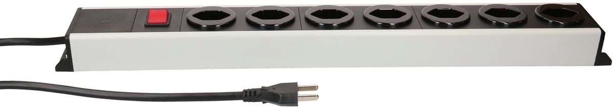 Steckdosenleiste Power Line 7x Typ 23 grau/schwarz Schalter 1.5m