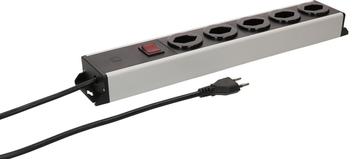 Steckdosenleiste Power Line 5x Typ 13 grau/schwarz Schalter 5.0m