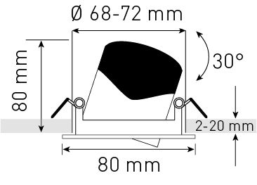 LED-Einbauspot DISC 230 weiss 3000K 570lm 36°