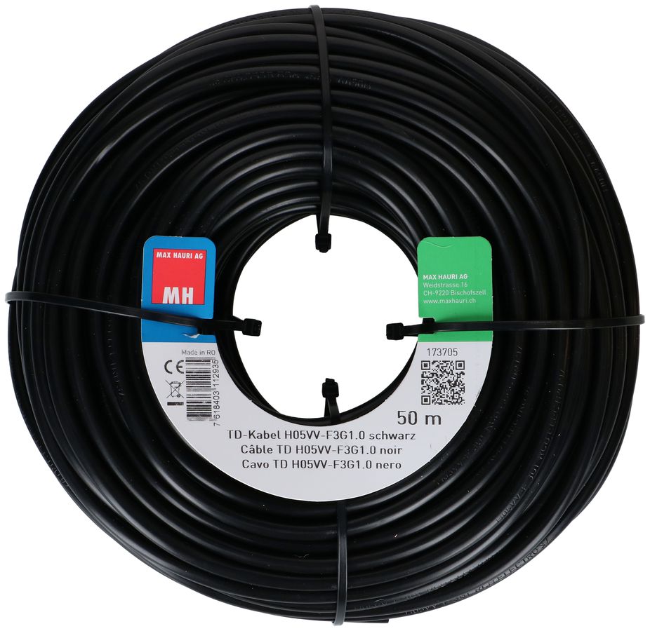 TD-Kabel H05VV-F3G1.0 50m schwarz