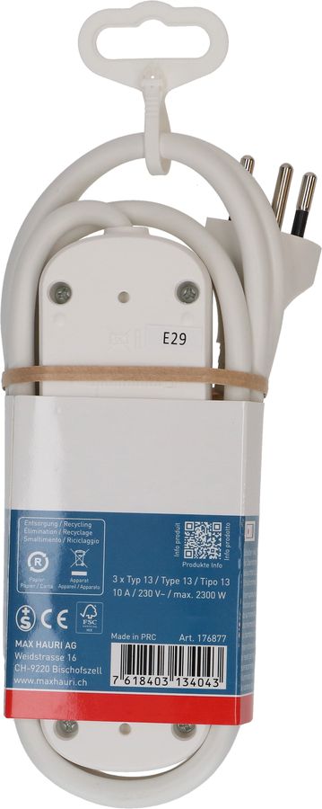 Steckdosenleiste Basic Line 3x Typ 13 ws Schalter 1.5m Green+Fair