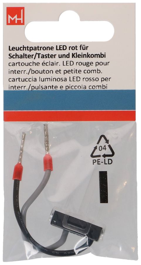 Leuchtpatrone LED rot für Schalter/Taster und Kleinkombi