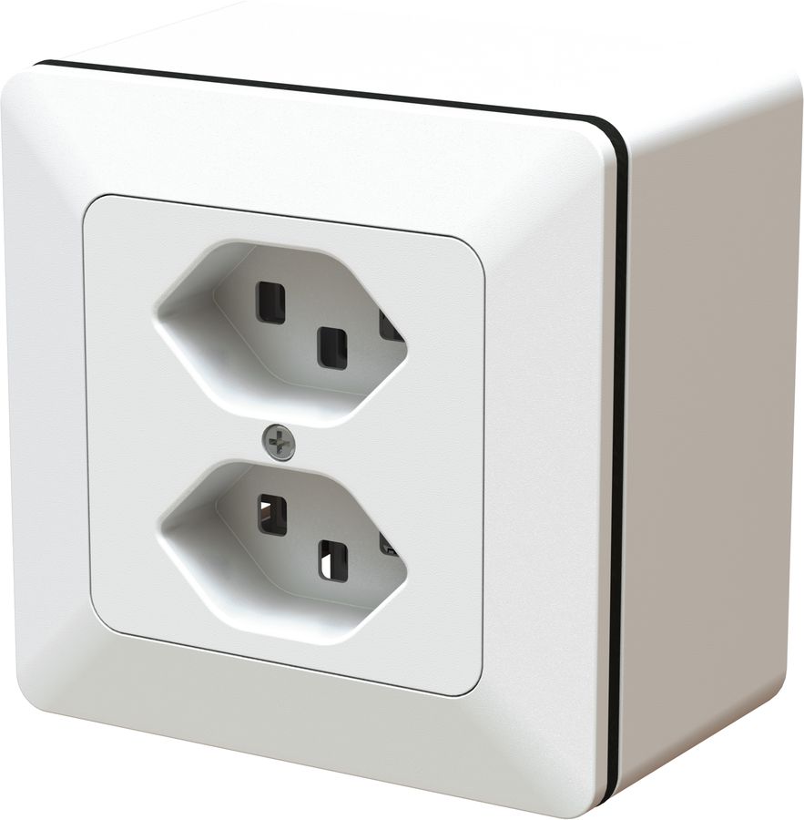 Surface-type wall socket 2x type 23 priamos white