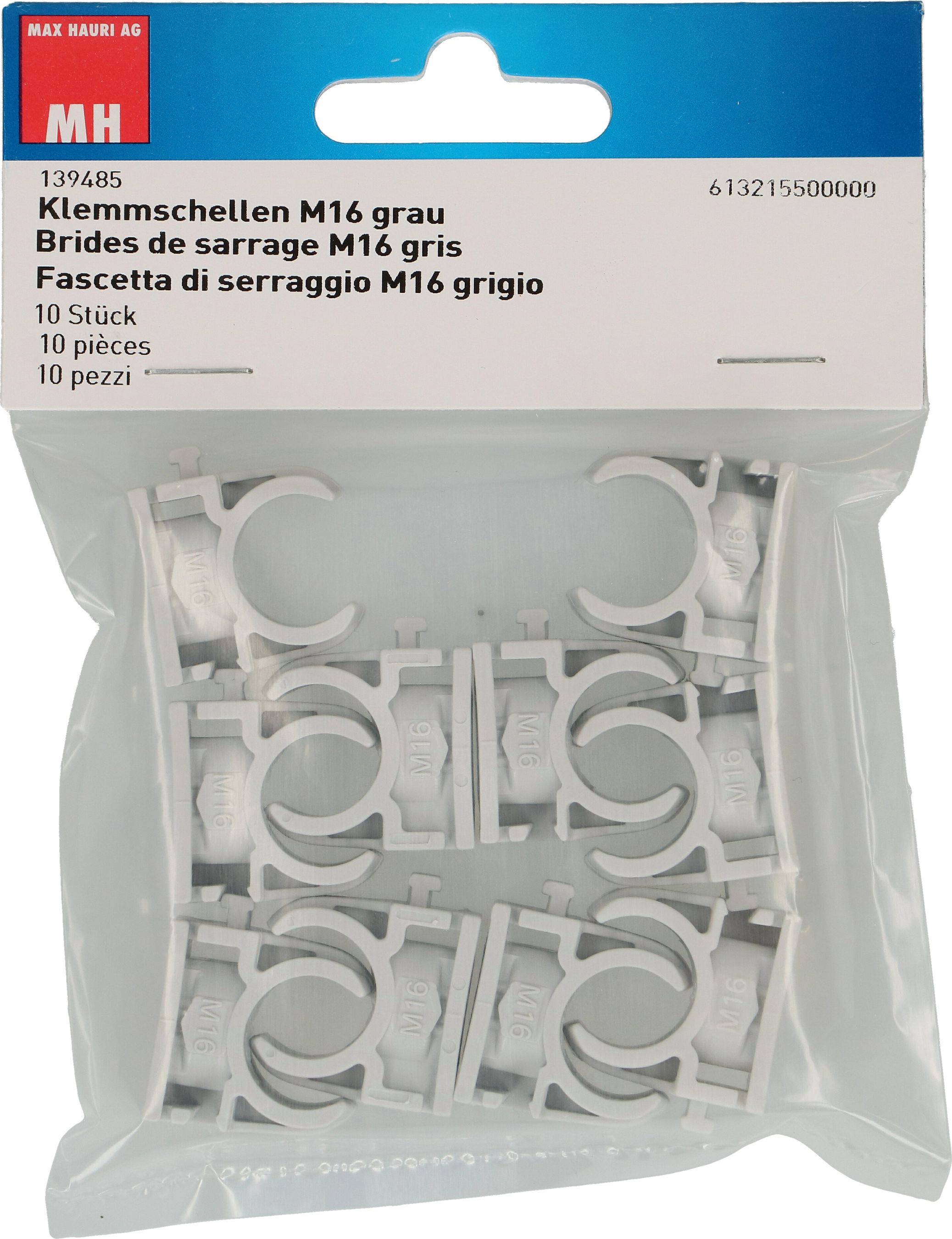 Klemmschelle M16 grau 10 Stück