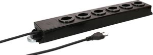 Steckdosenleiste Power Line 6x Typ 13 schwarz/schwarz 1.5m Magnet