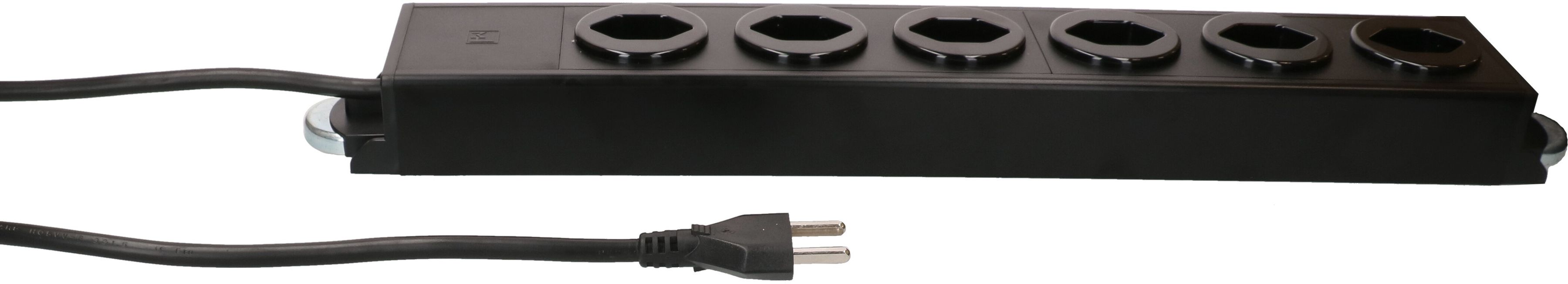 Steckdosenleiste Power Line 6x Typ 23 schwarz/schwarz 1.5m Magnet